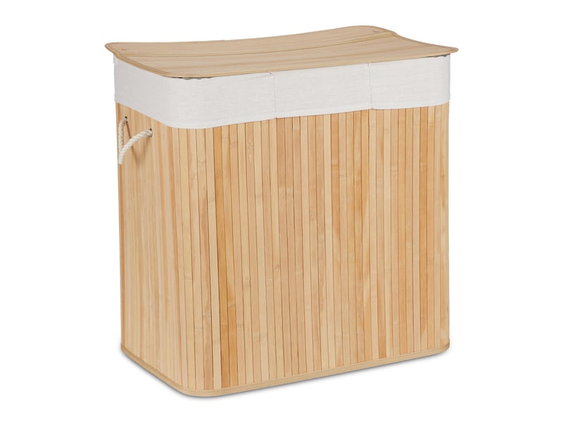  Panier à linge rectangulaire trieur à 3 compartiments salle de bain 62 x 62,5 x 42,5 cm en bambou naturel 13_0011591  - Conforama A