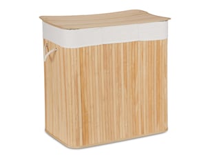 Panier à linge rectangulaire trieur à 3 compartiments salle de bain 62 x 62,5 x 42,5 cm en bambou naturel 13_0011591