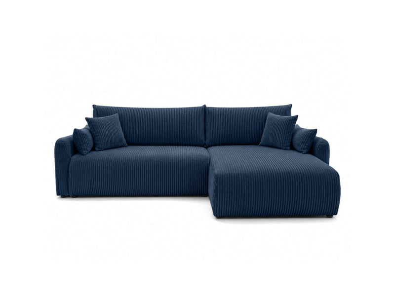  Apoline - canapé d'angle réversible convertible 4 places avec coffre en velours côtelé  - Conforama E