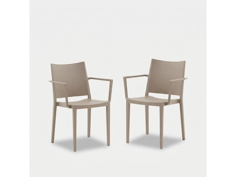  Lot de 2 chaises avec accoudoirs intérieur et extérieur vigo - beige  - Conforama A