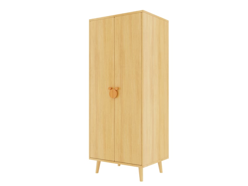  Armoire 70x55x170 cm à deux portes, mdf, bois naturel, grands compartiments, poignées fantaisie et pieds surélevés  - Conforama A