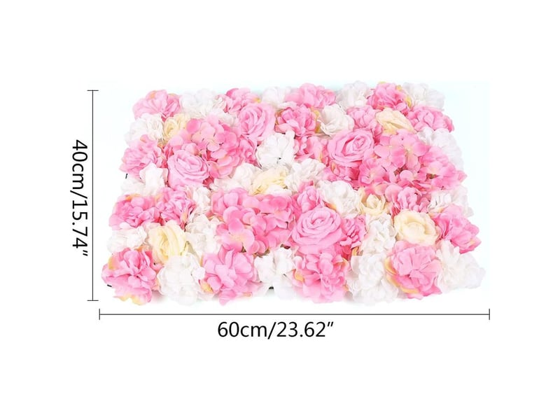 Mur de fleurs artificielles, 12 fleurs mariages, rue, fond mural, 40 x 60 cm, mariages, fêtes, décoration maison, rose - Conforama B