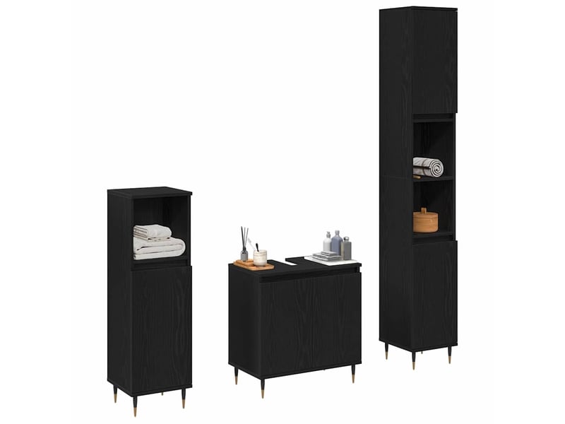  Ensemble de mobilier de salle de bain 3 pc chêne noir cf64323  - Conforama C
