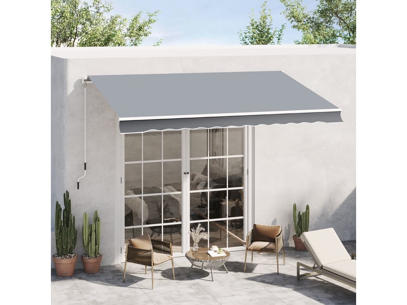  Store banne manuel rétractable 395 x 245 cm store exterieur terrasse avec manivelle, angle réglable 45°-85°  - Conforama D