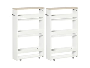 Lot de 2 chariots de rangement chariot de stockage étagère sur roulettes pour cuisine étroite salle de buanderie bain