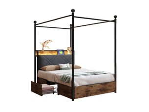 Lit baldaquin 90x190 cm <strong>OKWISH</strong>  <strong></strong> coloris bicolore