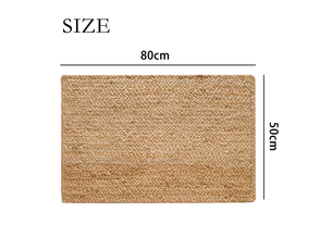 Tapis rectangulaire en jute tissé, idéal pour la cuisine, la chambre et le salon, décoration intérieure de style bohème, 80 x 50 cm