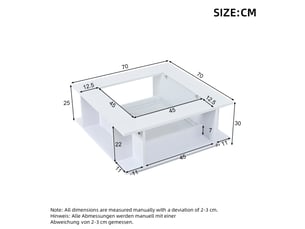 Table basse carré(e) coloris blanc <strong>OOIILLEE</strong> <strong>Luxe haut de gamme</strong> - 70 cmx70 cm