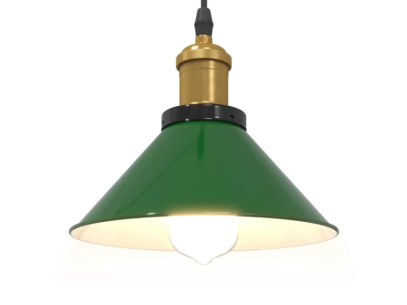  Lampe suspendue, suspension luminaire réglable hauteur e27 vert brillant ø 22cm métal  - Conforama E