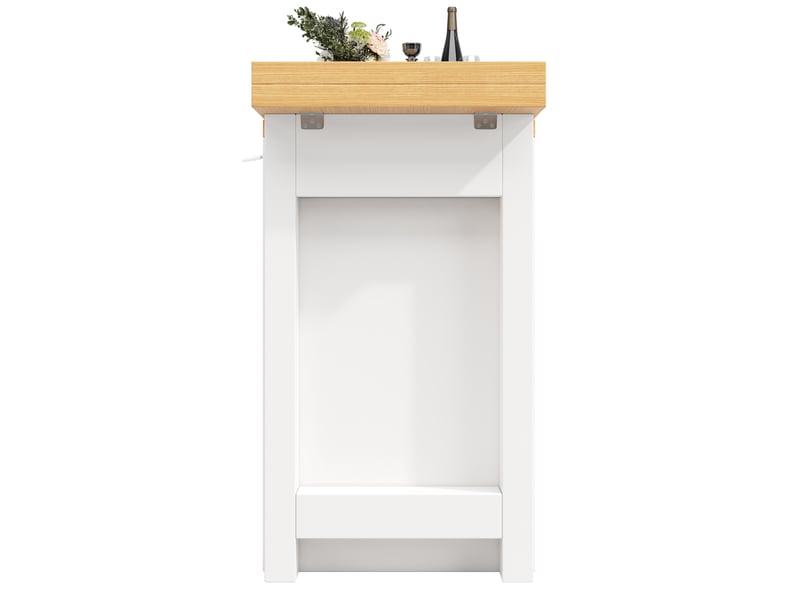  Table extensible avec rangement, plateaux pivotants et led pour cuisine en mdf 120-197×40×72 cm blanche  - Conforama D