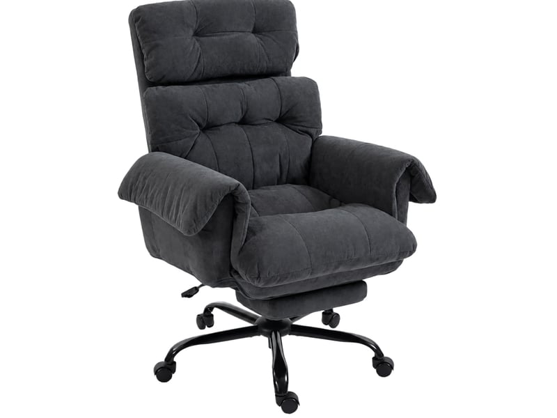  Fauteuil de bureau 80 x 77 cm – gris foncé – dossier inclinable à 135°, repose-pieds et roulettes  - Conforama A