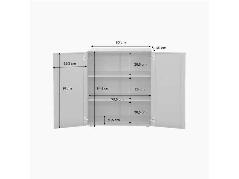  Commode armoire métal 2 portes noir - tribeca  - Conforama D