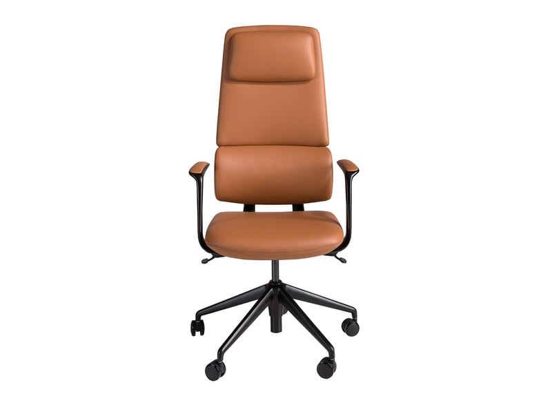 Chaise de bureau pivotante en similicuir marron 4261 - Conforama B