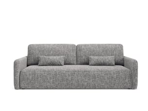 Canapé droit convertible   4 places Tissu gris avec coffre de rangement