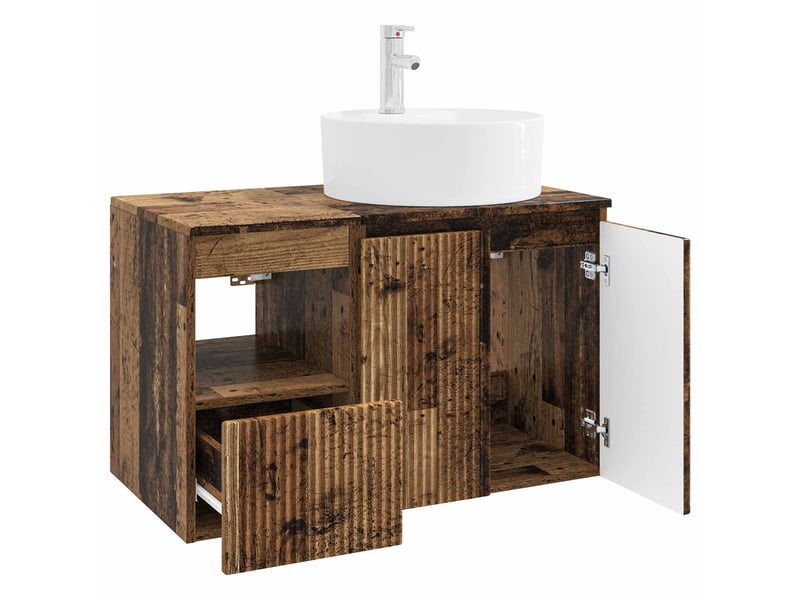 Ensemble de mobilier de salle de bain 2 pc bois ancien cf64037 - Conforama D