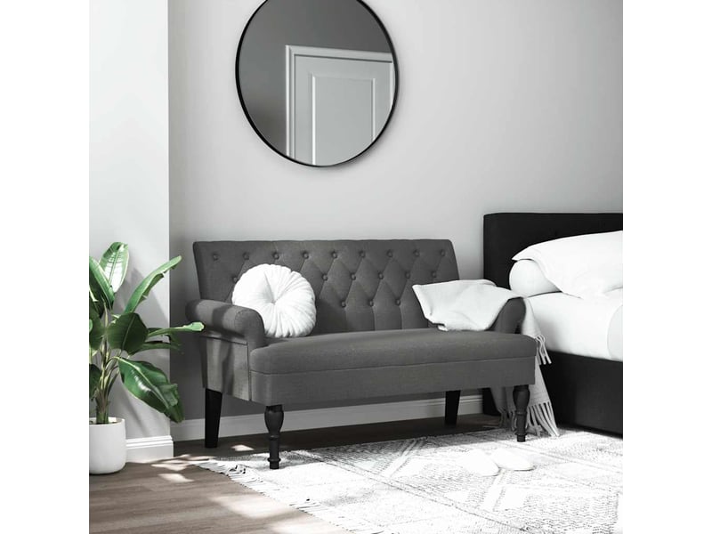  Banc salon, banc interieur avec dossier gris foncé 120x62x75,5 cm tissu  - Conforama B