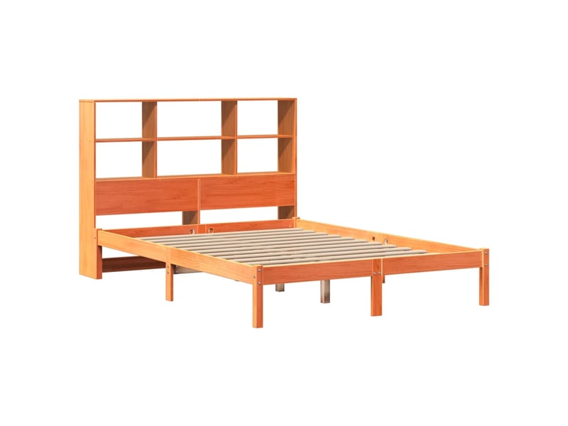  Lit double- lit adulte -  lit bibliothèque sans matelas  marron 150x200 cm pin massif  - Conforama B