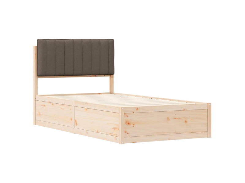  Lit simple- lit adulte -  cadre de lit avec tête de lit rembourrée taupe 100 x 200 cm  - Conforama C