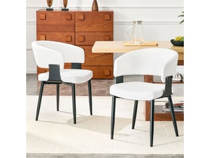 Chaise de salle à manger lot de chaises 2 pièces style rétro chaise repas style mid-century moderne fauteuil rétro accoudoirs en tonneau dossier à motif revêtement en similicuir piètement stable