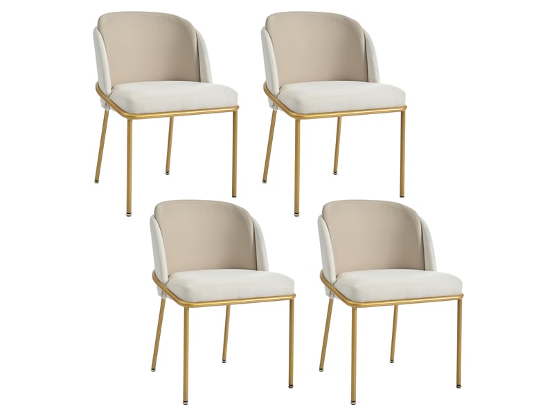  Lot de 4 chaises de salle à manger avec pieds réglables  - dossier ergonomique, simili cuir beige  - Conforama A