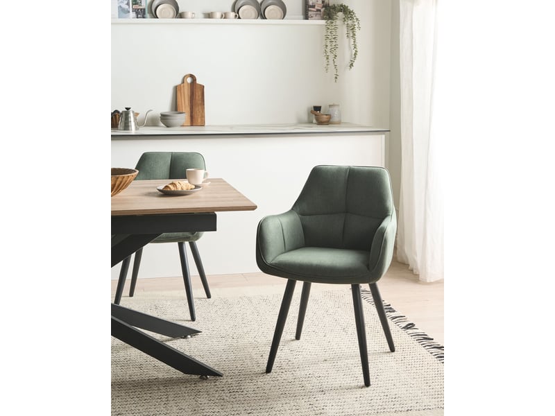 Lot de 2 chaises de salle à manger tirano lin synthétique vert - Conforama B