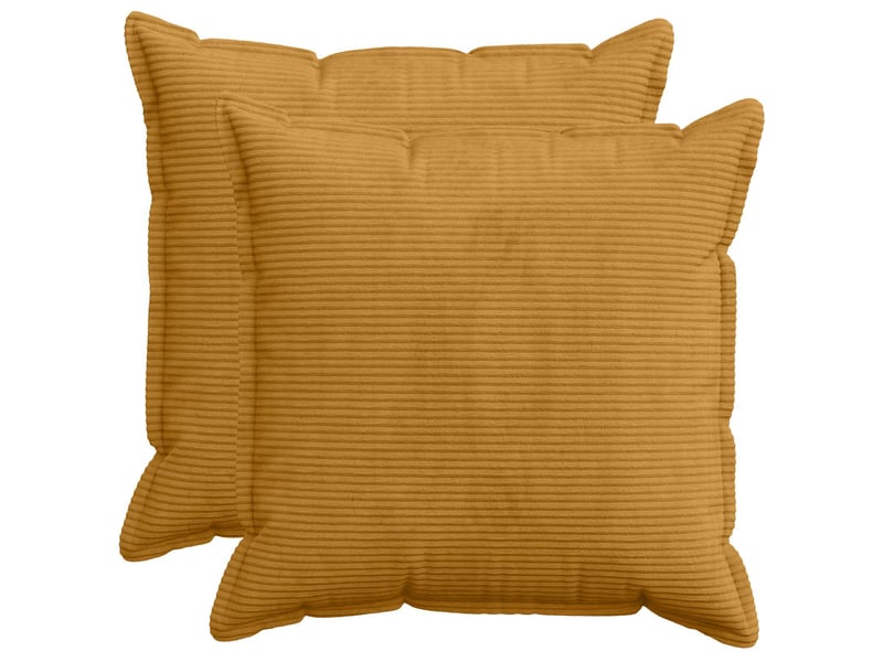  Lot de 2 housses de coussin houten jaune 80 x 80 cm velours côtelé cf49342  - Conforama B