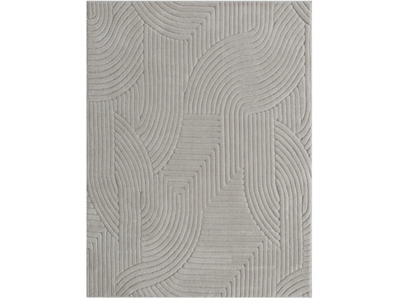  Tapis de salon 230x160 cm – gris – jacquard géométrique à poils hauts, relief et dos antidérapant  - Conforama A