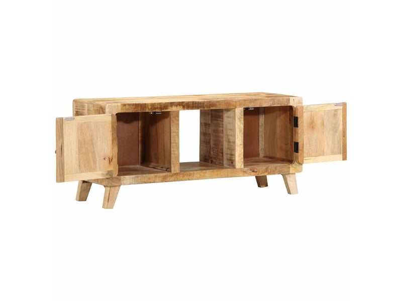  Meuble tv - banc tv - meuble de rangement 105x46x32 cm bois massif de manguier brut  - Conforama E