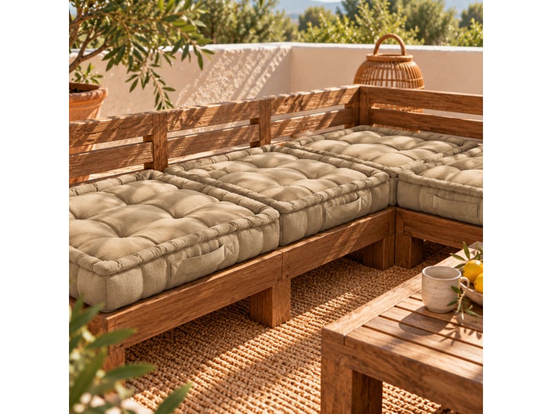  Coussin de sol capitonné - beige  - Conforama E