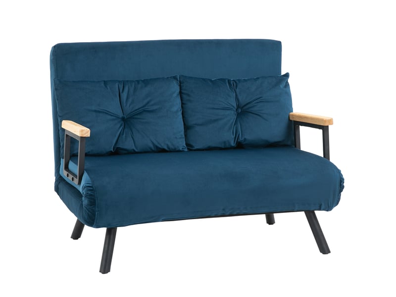  Canapé-lit relax 102x73x81 cm, avec accoudoirs et pieds métalliques, dossier réglable, finition métal bleu  - Conforama A
