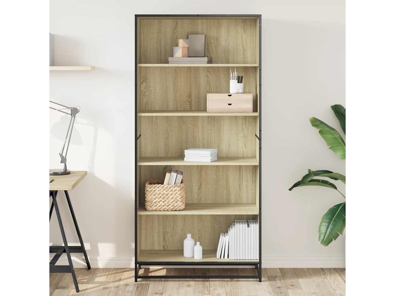  Bibliothèque, meuble de rangement salon chêne sonoma 80,5x35x170,5 cm bois d'ingénierie  - Conforama C