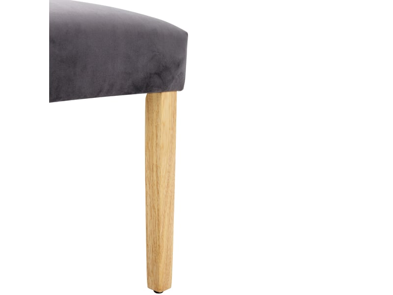  Chaises de salle à manger lot de 6 avec dossier incurvé  - capitonnage, pieds en chêne, velours gris  - Conforama E