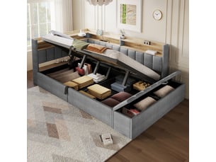 Lit banquette 140x200 cm <strong>SAPGAKS</strong> <strong></strong> coloris gris