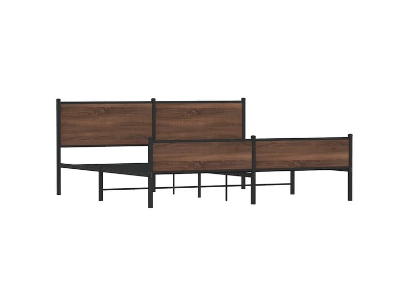 Lit double- lit adulte - cadre de lit en métal sans matelas chêne marron 200x200 cm - Conforama B