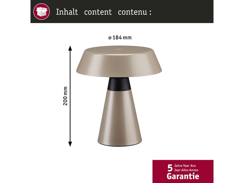  Luminaire rechargeable lirox ip44 gradable white switch champagne, noir  - Conforama D