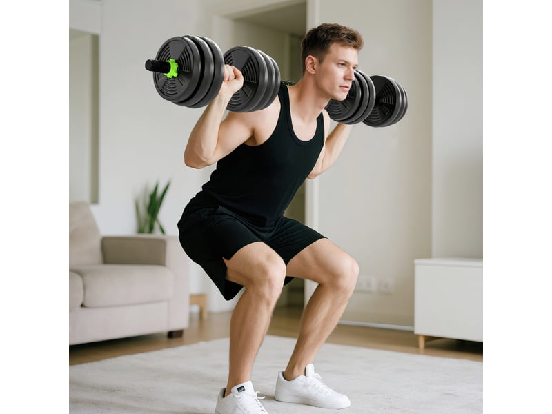 Ensemble d'haltères réglables 20 kg, haltères, barres d'haltères, ensemble de musculation - Conforama C