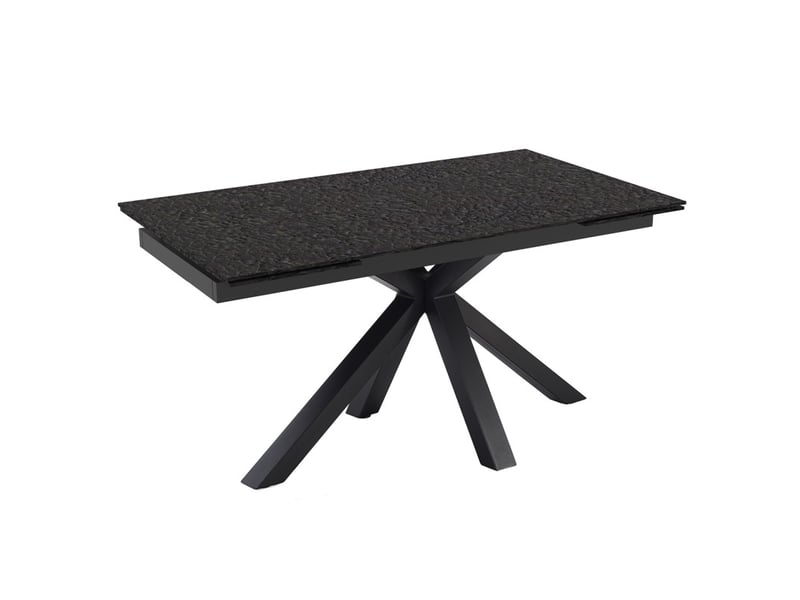 Table extensible 180 à 260 cm verre bullé gris anthracite pieds central croix - atlanta 04 - Conforama A