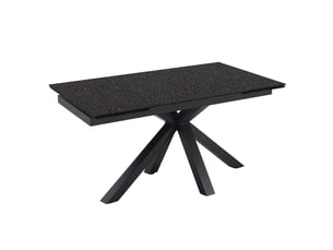 Table extensible 180 à 260 cm verre bullé gris anthracite pieds central croix - atlanta 04