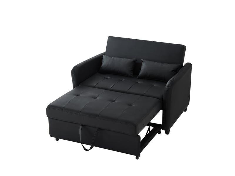  Canapé lit convertible 2 places avec revêtement en pu imperméable, dossier réglable, fonction lit extensible pour salon, 122x83x82cm.  - Conforama A