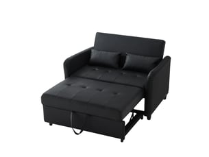 Canapé lit convertible 2 places avec revêtement en pu imperméable, dossier réglable, fonction lit extensible pour salon, 122x83x82cm.