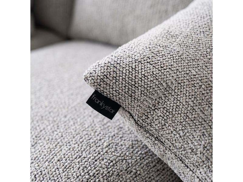  Yoko - canapé d'angle incurvé 200 x 62 x 105, à compression, en tissu bouclé gris  - Conforama C