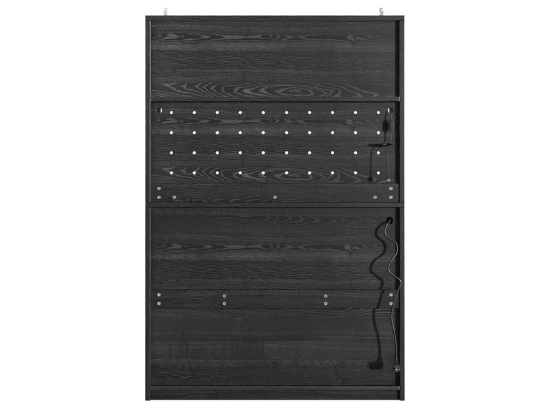  Vitrine éclairage led meuble de rangement étagères réglables façade acrylique poignées dissimulées panneau perforé porte-bouteilles à vin prises de recharge usb  - Conforama D