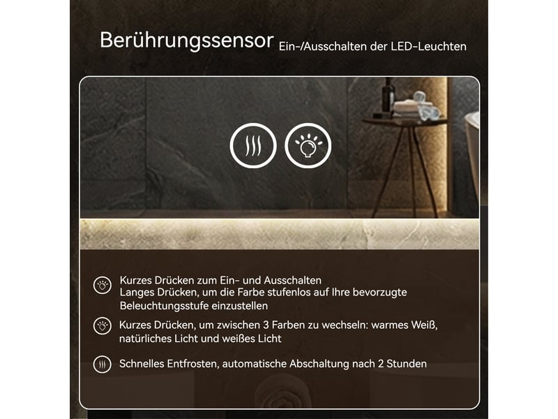  Miroir mural led pour salle de bain 60 x 120 cm antibuée  - Conforama E