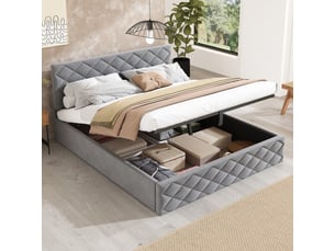 Lit coffre 140x200 cm <strong>SWEIKO</strong>  <strong></strong> coloris gris