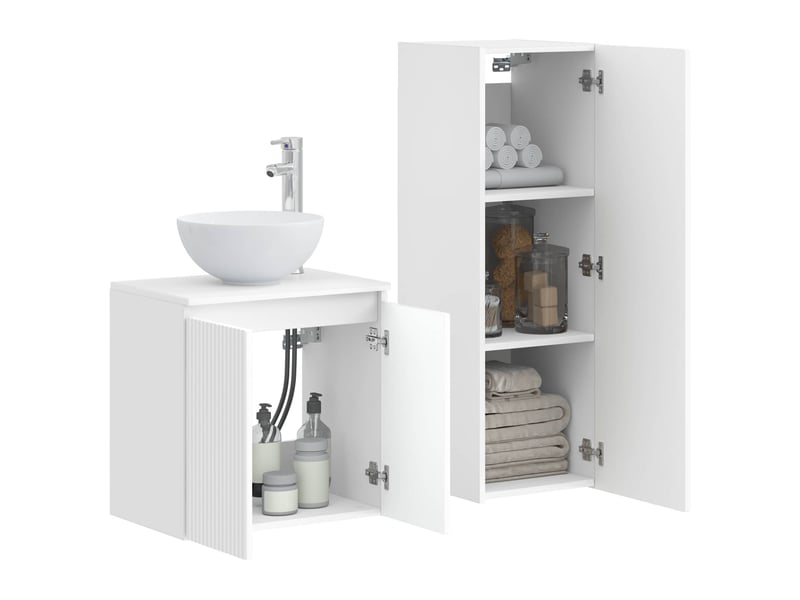  Ensemble de mobilier de salle de bain 2 pc blanc brillant cf64009  - Conforama C