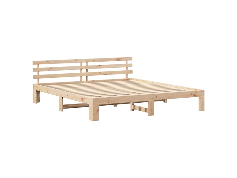 Lit double- lit adulte - cadre de lit avec tête de lit naturel 200 x 200 cm pin massif - Conforama C
