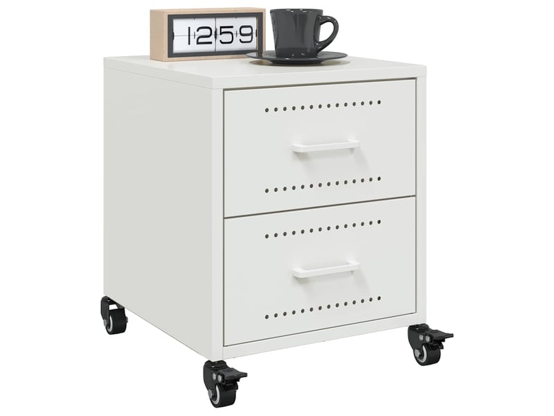  Vidaxl table chevet blanc acier 2 tiroirs table de nuit meuble rangement 36x39x43.5cm chambre  - Conforama B