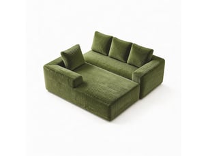 Canapé d'angle modulable tcqpz 4 places 261 x 171 x 58 cm méridienne réversible sans montage velours côtelé vert