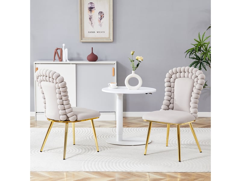  Lot de 2 chaises de salle à manger,47x51x95 cm,velours,gris clair  - Conforama B