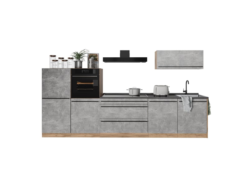 Vicco cuisine, bétonchêne doré, 340cm plan de travail chêne doré - Conforama E